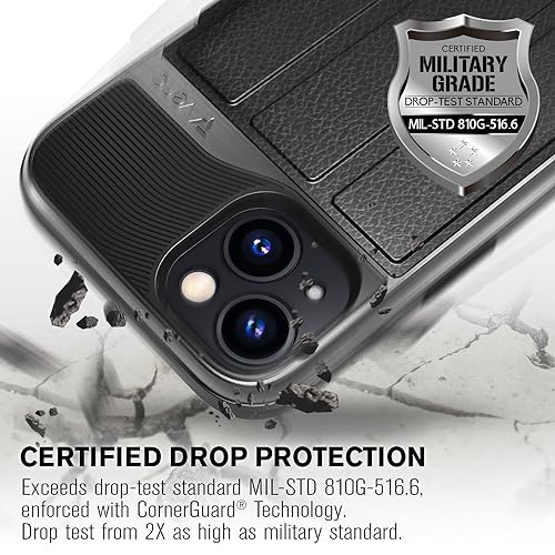 VENA vCommute for iPhone 15 Wallet Case, Black | Military-Grade Drop Protection, Premium Leather Magnetic Flap Cover, Hidden Card Holder, RFID Blocking, Multi-Angle Kickstand - color: Classic - Black, size: iPhone 15