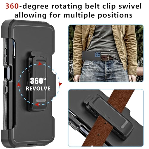for Motorola Moto G 2026/2025 Case: for Moto G Play 2026 Case with Belt Clip Holster, Heavy Duty 3-Layer Military Grade Rugged Full Body Protection Cover (Black) - color: Black