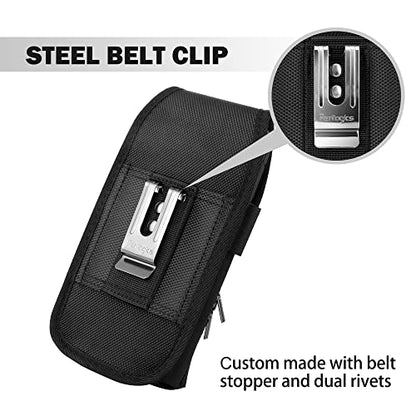 Perilogics Cell Phone Belt Holster,Nylon Phone Pouch with Belt Clip | Belt Pouch with Card Slot, Pen Loops, Zipper Pocket, Fits iPhone 17/16/15/14 Pro Max, 16/15/14 Plus,Hook & Loop Closure