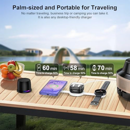Samsung 3 in 1 Wireless Charger Station, Foldable Fast Charging Pad Galaxy - color: Wireless Charger White