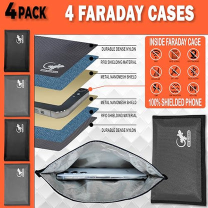 Faraday Bag Anti-Tracking GPS RFID Car Key Signal Blocker Wallet Shielding Pouch Protective Case for Cell Phone Car Key FOB, Data Privacy, Electronic Device Security (4 PACK - BLACK AND GRAY) - color: 4 PACK - BLACK AND GRAY
