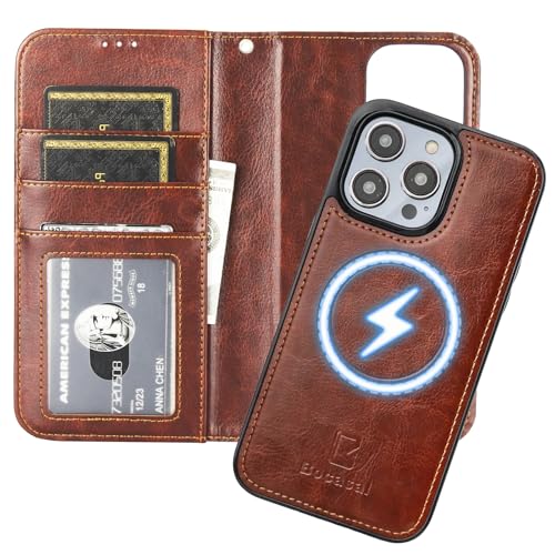 Bocasal for MagSafe Wallet Case Card Holder for iPhone 14 Pro Max Brown - color: Brown for MagSafe