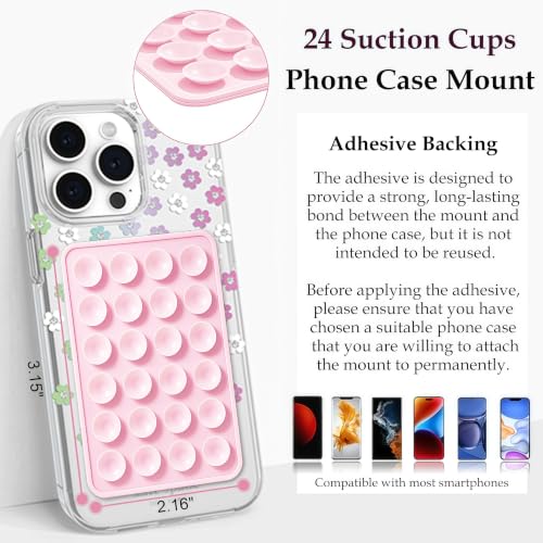 Anteel 2 Pack Silicone Suction Phone Case Mount, Non Slip Sticky Grip for Cellphone, Silicon Adhesive Suction Cup Mount, Strong Grip Holder for Selfies and Videos (White) - color: White