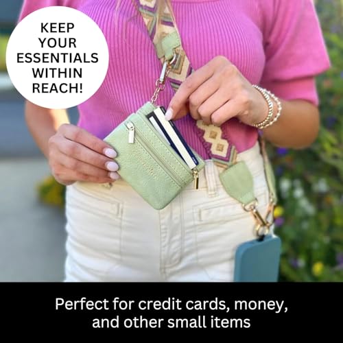 Save the Girls Clip & Go Phone Lanyard with Wallet Pouch, Green/Purple - color: Green/Purple