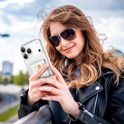 Gukalong Clear Wallet Case for iPhone 17 Pro with Credit Card Holder | Hard PC Heavy Duty Shockproof Protection Anti-Scratch Phone Cover Card Slot Anti-Yellowing Case for Women Men - size: for iPhone 17 Pro