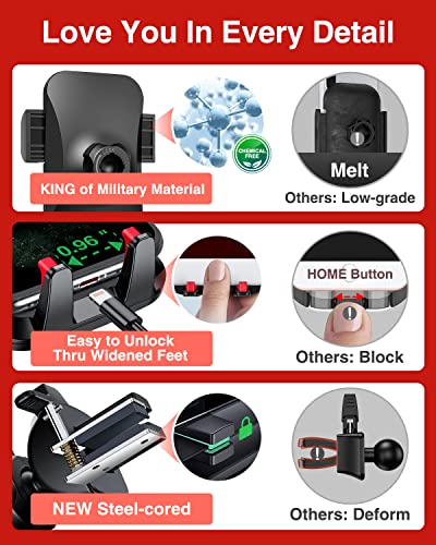 VANMASS 【85+LBS Strongest Suction & Military-Grade Ultimate Car Phone Mount - color: Red