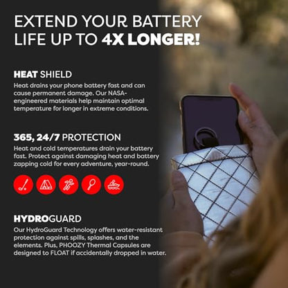 PHOOZY Apollo II Thermal Phone Case with NASA-Derived Technology - Extends Battery Life 4X in Hot or Cold Weather - Military Grade 8-Foot Drop Protection Insulated Pouch - Large Silver - color: Apollo II Silver, size: LARGE