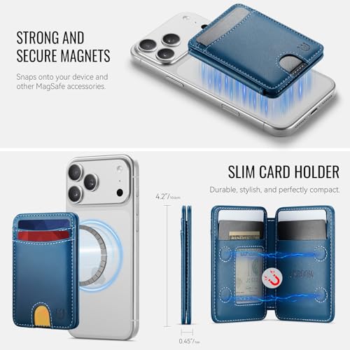 for Magsafe Wallet Magnetic RFID Blocking Card Holders, Blue - color: Blue