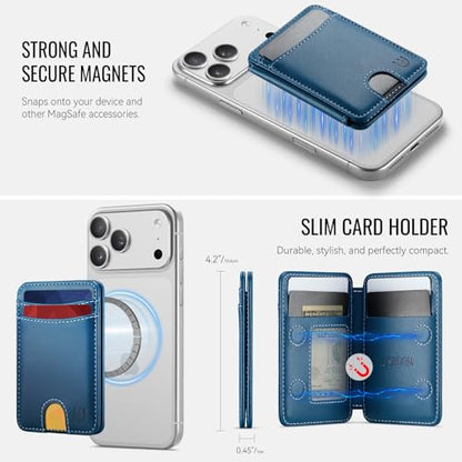 for Magsafe Wallet Magnetic RFID Blocking Card Holders, Blue - color: Blue