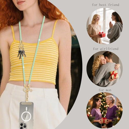 Crystal Phone Lanyard Crossbody and Wrist Strap Lanyard Rhinestone Anti-Theft Phone Strap Phone Neck Strap for Women - color: Light Green