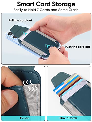 Miroddi for MagSafe Wallet with Privacy Flap, Strongest Magnetic Wallet | 7 Cards Holder, RFID Blocking, Leather Magnetic Phone Wallet for iPhone 17/16/15/14/13/12 Series and Pixel 10 Series - color: Dark Blue