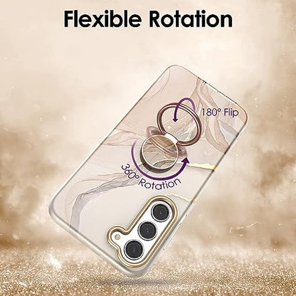 Phone Ring Grip Holder, 360° Rotation Cell Phone Grip Stand, Finger Ring Stand, Metal Finger Ring Grip Kickstand Compatible with iPhone 17 Pro Max 16 15 14 13 12 Magsafe Accessories, OffWhite - color: Elegant White