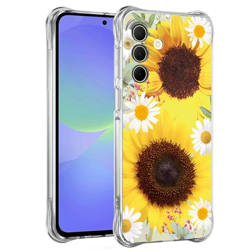 Phone Case for Galaxy A36 5G Case, for SamsungA36 SM-A366U Cases Girls Women, Slim Shockproof Clear Floral Pattern Flexible TPU Protective Cover for Samsung Galaxy A36 5G Sunflower - color: Sunflower