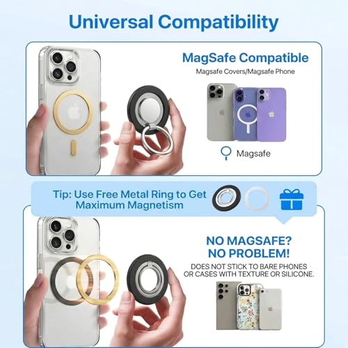 Magsafe Phone Grip, 360° Phone Magnetic Ring Holder Kickstand