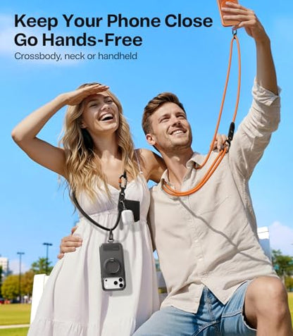 TORRAS Phone Lanyard Crossbody w/Hanging Loops, 2 Phone Tether Tabs, Black - color: 1-black