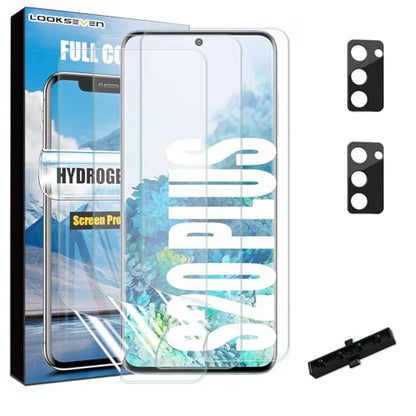 3 Hydrogel Films + 2 Tempered Glass Lens Protector For Galaxy S20 Plus - size: S20 Plus