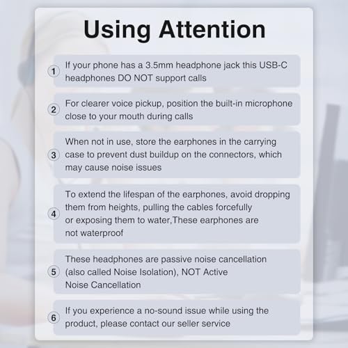 USB C Headphones for Samsung Galaxy S26 S25 S24 Ultra iPhone 17 16 Pro Max - color: Black