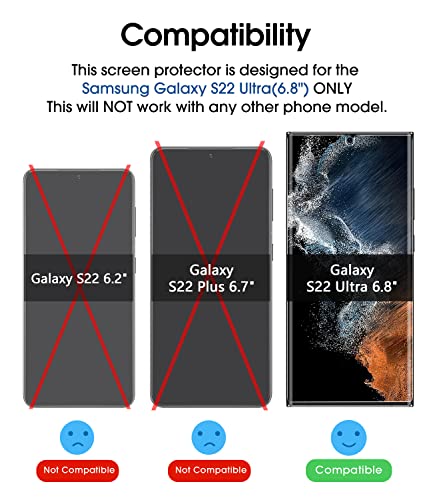 amFilm Ultra Glass Screen Protector for Samsung Galaxy S22 Ultra 6.8'' 2022