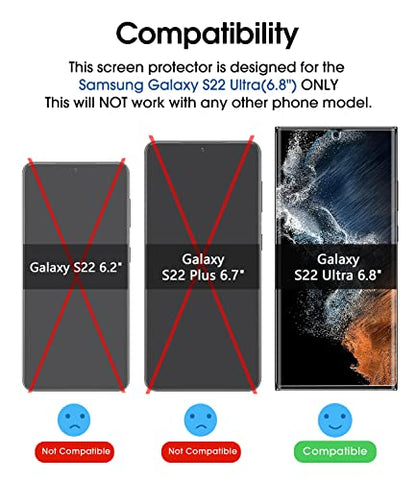 amFilm Ultra Glass Screen Protector for Samsung Galaxy S22 Ultra 6.8'' 2022