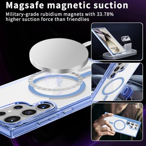 Lunivop for Samsung Galaxy s24 Ultra Case Hard [Compatible with Magsafe Wireless Charging] Yellowing Resistant Magnetic Cover Clear para S 24 Ultra 6.8 '' 5G 2024 Rugged Best Phone Cases Light Blue - color: Light Blue, size: Compatible with Samsung Galaxy