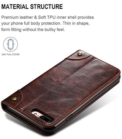 iPhone 8 Case, iPhone 7 Case, SINIANL Leather Wallet Folio Case Book Design Flip Cover with Stand and ID Credit Card Slot Magnetic Closure for iPhone 8/7 - color: Brown, size: iPhone 7 / 8 (4.7 inch)