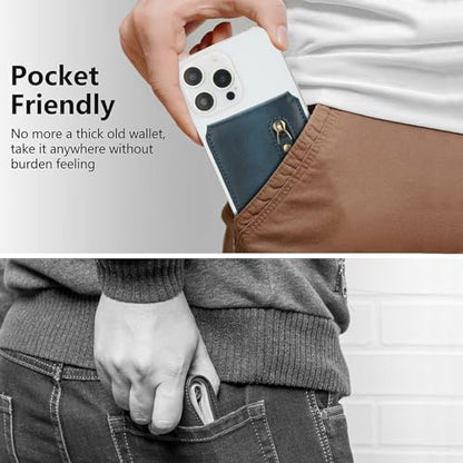 HAII for MagSafe Card Wallet Bag compatible with MagSafe Invisible Ultra-Thin Lightweight Kickstand Magnetic Mobile Wallet Man Woman, 4 Card Slots + 1 Zipper Cash Bag. (Blue, Zipper) - color: Blue, size: 4 Card Slots + 1 Zipper Cash Bag - Zipper
