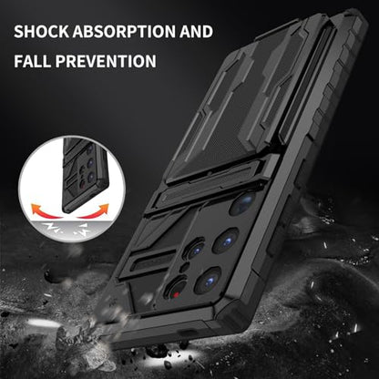 for Samsung Galaxy S24 Ultra Wallet Case with Card Holder, Black | Detachable Card Holder, Built-in Kickstand, with Screen Protectors - 2 Pack, Military Grade, Full Body Shockproof - size: for Galaxy S24 Ultra - 6.8''