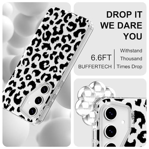 MOSNOVO Case for Samsung Galaxy S24 FE, [Buffertech 6.6ft Military-Grade Drop Protection] [Anti Peel Off Tech] Clear TPU Bumper Phone Case Cover Design - Black Leopard Print - color: Clear - Black Leopard Print, size: Samsung Galaxy S24 FE