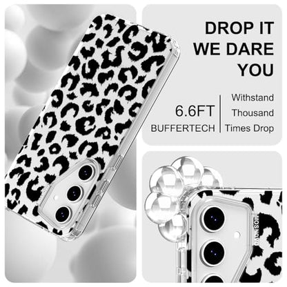 MOSNOVO Case for Samsung Galaxy S24 FE, [Buffertech 6.6ft Military-Grade Drop Protection] [Anti Peel Off Tech] Clear TPU Bumper Phone Case Cover Design - Black Leopard Print - color: Clear - Black Leopard Print, size: Samsung Galaxy S24 FE