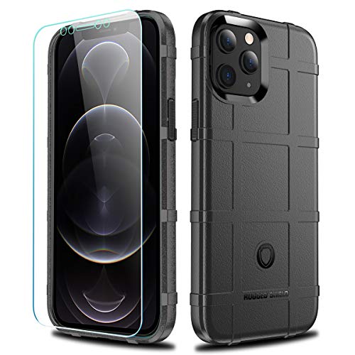 Rugged Shield TPU Thick Solid Armor Tactical Protective Case Compatible with iPhone 12 Pro Max (6.7 inches) - Dark Black - color: Dark Black, size: iPhone 12 Pro Max