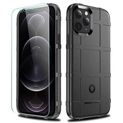 Rugged Shield TPU Thick Solid Armor Tactical Protective Case Compatible with iPhone 12 Pro Max (6.7 inches) - Dark Black - color: Dark Black, size: iPhone 12 Pro Max