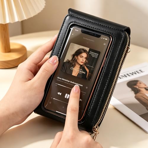 Touchscreen Phone Crossbody Bag,Touch Screen Crossbody Phone Purse,Touchscreen Crossbody Phone Wallet,Compact and Portable - color: Blue