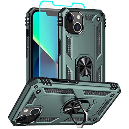 iPhone 13 Case - Military Grade, 16ft Drop Tested, Ring Shockproof, Dark Green - color: Dark Green, size: iphone 13