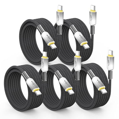 15FT USB C Cable 5-Pack, 60W Fast Charging, 480Mbps Data - color: Grey, size: 15Feet