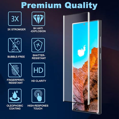 3 Pack Tempered Glass for Samsung Note 20 Ultra, HD Clear Tempered Glass with Fingerprint Unlock, 3D Curved, Scratch Resistant, No Bubble for Galaxy Note 20 Ultra Screen Protector 5G
