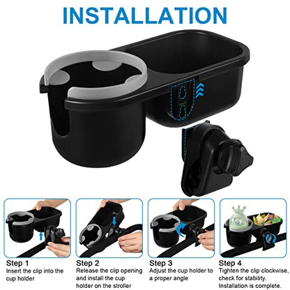 Accmor Stroller Cup Holder, Drinks Holder Bike Walker Wheelchair - color: Tray-Grey