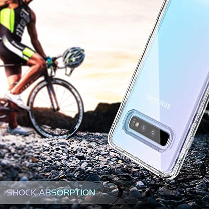 KIOMY Clear Case for Samsung Galaxy S10+ / S10 Plus, 3 in 1 Shockproof Bumper Protective Phone Cover, Hybrid Design Hard PC Shell + Front Cover + Flexible TPU Bumper - color: Front Frame Included