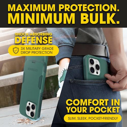 OtterBox iPhone 15 Pro Commuter Series MagSafe Case - Get Your Greens | 3X MIL Drop Protection - Dual-Layer Shockproof Design - Pocket-Friendly - Raised Edges - Port Covers - Non-Retail Packaging - color: Get Your Greens