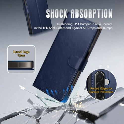 Wallet Case for Samsung Galaxy A17 5G, Blue | RFID-Blocking Card Holder, Kickstand, Magnetic Closure, PU Leather Folio Flip Cover, Protective Women Men Cases - color: Blue, size: SamsungGalaxy A17
