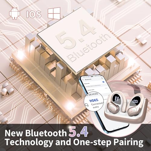 Aptkdoe Wireless Earbuds 75H Bluetooth 5.4 Sport Headphones with Earhooks - color: Rose Gold