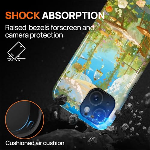 Case for iPhone 15 Plus, Shockproof Hybrid Protective Phone Case, Dual-Layer Drop Protection Anti-Scratch, Sunny Garden - color: Sunny Garden, size: iPhone 15 Plus