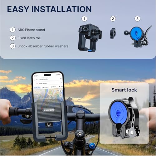 RESPECTED BRO Motorcycle-Phone-Mount & Bike Phone Holder - Durable Phone Holder for Bike and Motorcycle, Bicycle Phone Mount, Fits All Smartphones (Blue) - color: Blue