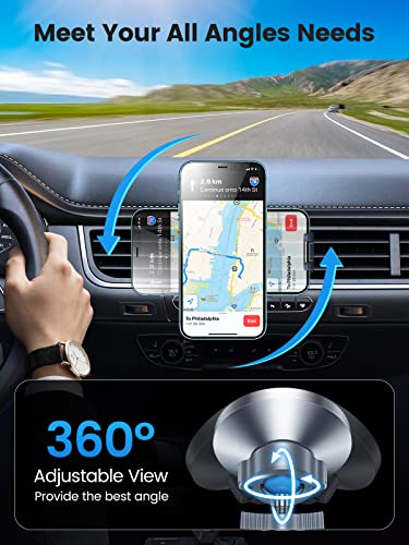 VICSEED for MagSafe Car Mount [Upgraded Strongest Magnet Power] Magnetic Phone Holder for Car Vent 360 Adjustable Magnetic Car Phone Holder Mount for iPhone 16 Pro Max 15 14 13 12 Plus Mini - color: White