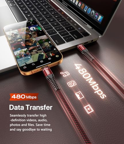USB C to C Cable 6FT, 240W USB C to USB C Cable Fast Charging, iPhone USB C - color: Red, size: 6FT, style: 240W USB C to USB C