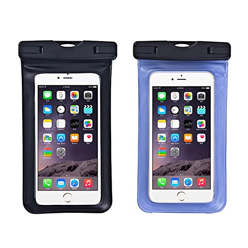 Upgraded Universal Waterproof Case, 2 Pack Waterproof Phone Pouch Dry Bag Compatible Within 6.5 inch Phone (Black & Blue) - color: Black&Blue