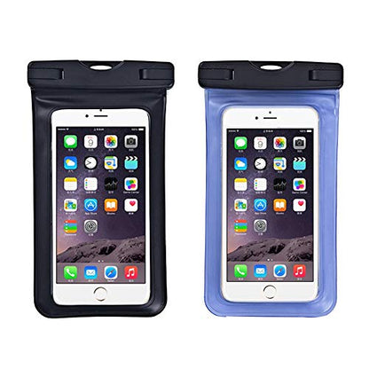 Upgraded Universal Waterproof Case, 2 Pack Waterproof Phone Pouch Dry Bag Compatible Within 6.5 inch Phone (Black & Blue) - color: Black&Blue