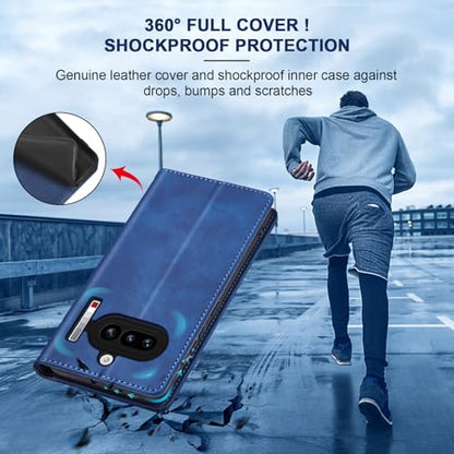 Jasonyu Flip Wallet Case for Nothing Phone 4a 5G,Blue | PU Leather Magnetic Folio Cover,with Card Holder,Kickstand,TPU Shockproof,Durable,Protective Phone Case - color: Blue, size: Nothing Phone 4a