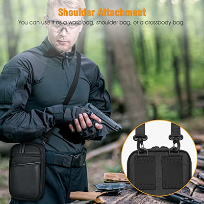 FINPAC Concealed Carry Gun Pouch, Soft Pistol Case Fanny Pack Firearm Bag | Pistol Bag Waist Belt with Holster for Handgun, Air Gun, Men, Women - color: Black - Standard Size w/ Shoulder Strap