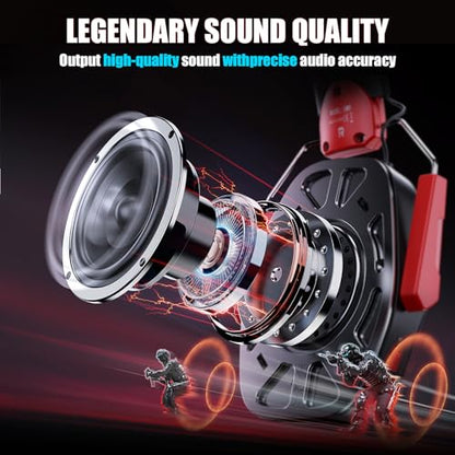 Wireless Gaming Headset for Ps5 Ps4 PC Switch Wireless Gaming Headphones 2.4GHz USB & Type-C & Bluetooth 5.3, 40H+ & 7.1 Surround Sound with Detachable Noise Cancelling Microphone
