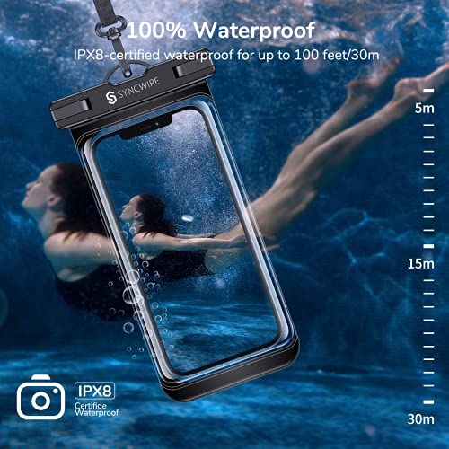 SYNCWIRE [2-Pack Waterproof Case IPX8 Universal Waterproof Phone Pouch Dry Bag Waterproof Phone Case for iPhone 15/14/13/12/11 Pro XS MAX XR X 8 7 6 Samsung S23 S22 S20 and More Up to 7 Inches - color: Transparent